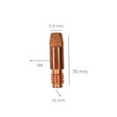 10 PCS BICO CONTATO 0,90 X 30 MM M8 DIAMETRO 10MM (26/36/40)
