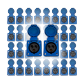 .32pcs Tomada Embutir 2p+t 16a Azul 6h 220/250v Omg 3046