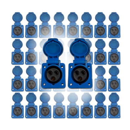 .32pcs Tomada Embutir 2p+t 16a Azul 6h 220/250v Omg 3046