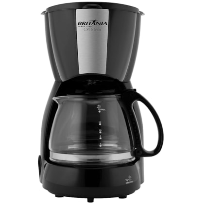 Cafeteira Britânia Cp15 Vidro Preto Com Inox Preta 220v - Com Url Imagem - 56990