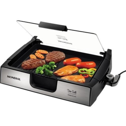 Chapa Mondial Due Grill Premium G-10 Preto/inox 1500w 127v Chapa Mondial Due Grill Premium G-10 Preto/inox 1500w 127v