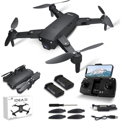 DRONE EACHINE E58 COM CÂMERA HD PRETO 2.4GHZ 1 BATERIA