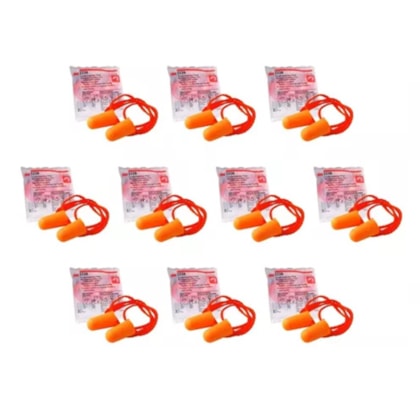 Kit 10 Protetor Auricular 3m 1110 Abafador Espuma Com Cordão