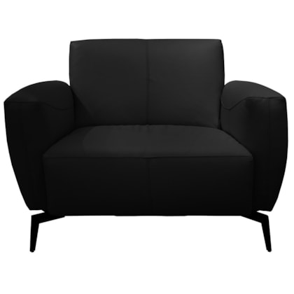 Poltrona Decorativa Com Braços Whitney T02 Couro Preto - Mpozenato