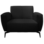 Poltrona Decorativa Com Braços Whitney T02 Couro Preto - Mpozenato